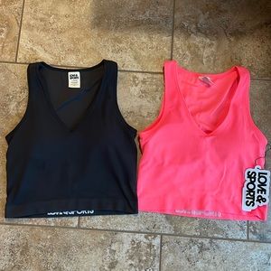 Black and Coral padded cropped tank top size large